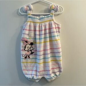 Disney Store Baby Minnie Terry Cloth Rainbow Striped Cover Up Romper